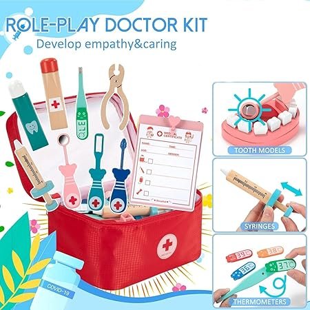 Doctor Play Set for Kids Wooden Dentist Set - Image 3